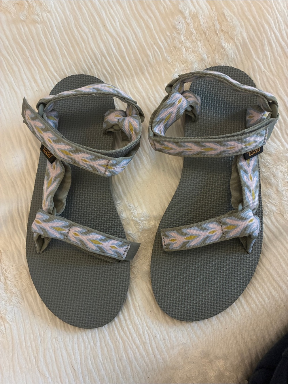 Teva Women's Grey Sandals with Pastel Chevron Straps